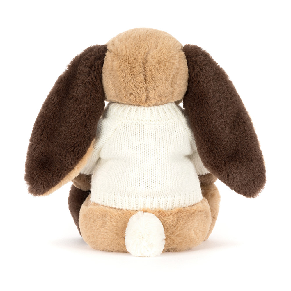 Bashful Patchwork Brown Bunny with Personalized Cream Jumper - Image 3