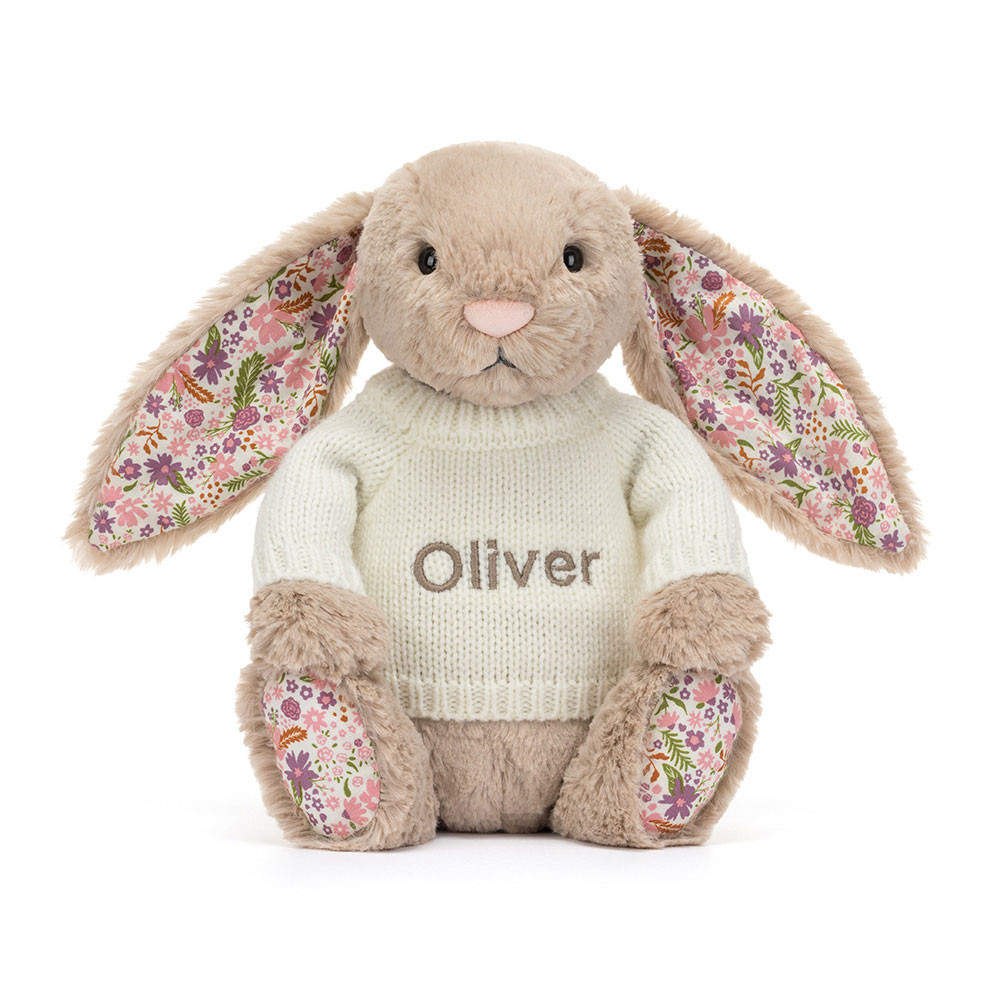 Blossom Beige Bunny 'Petal' with Personalized Cream Jumper - Image 5