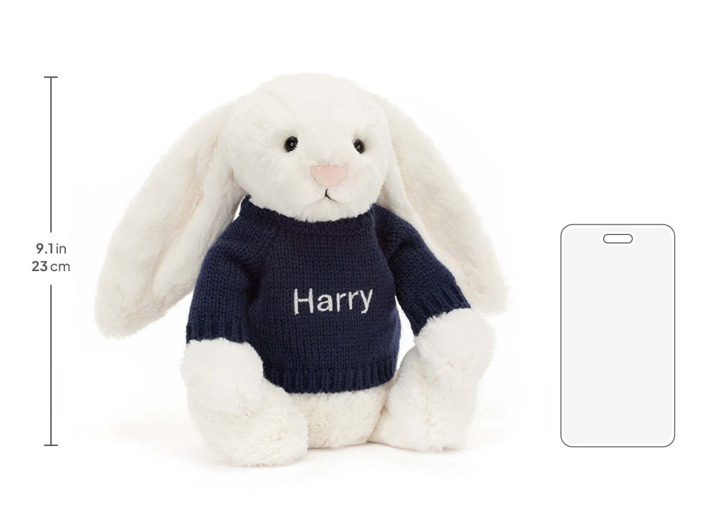 Bashful Cream Bunny with Personalized Navy Jumper - Image 5