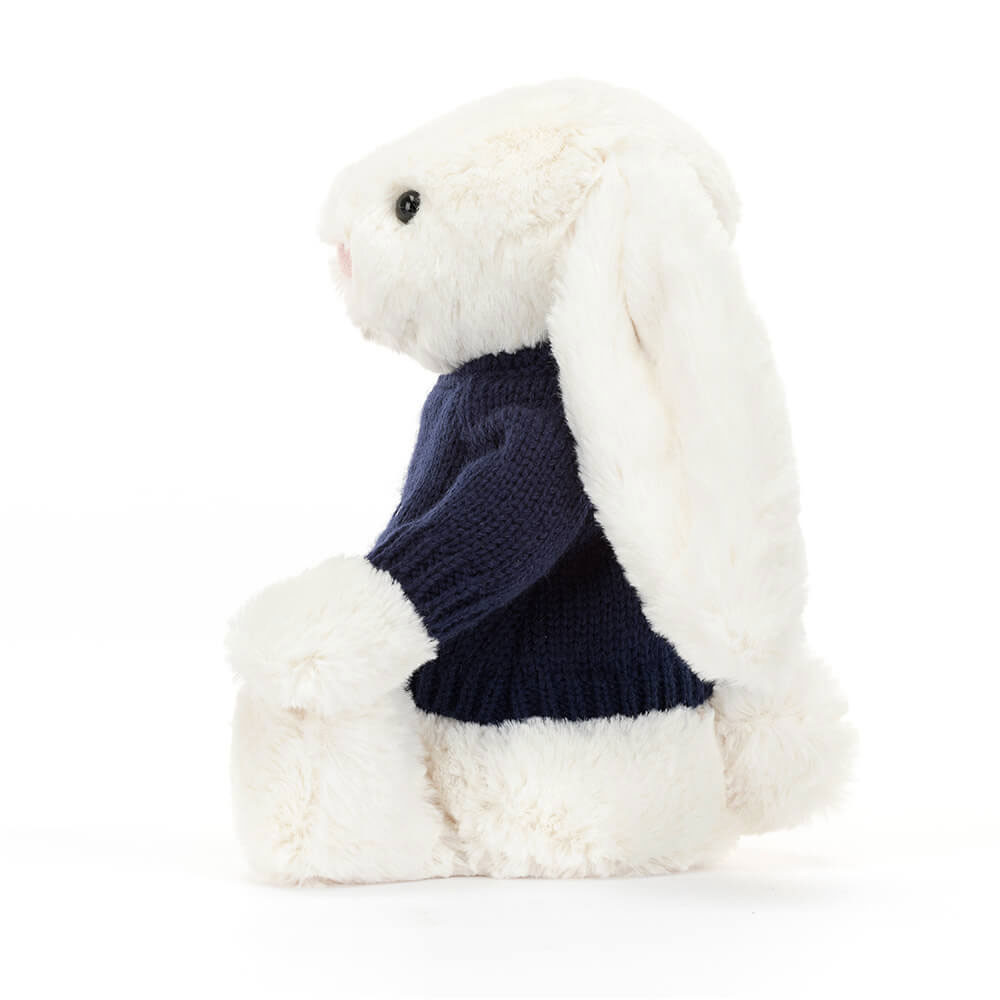Bashful Cream Bunny with Personalized Navy Jumper - Image 3