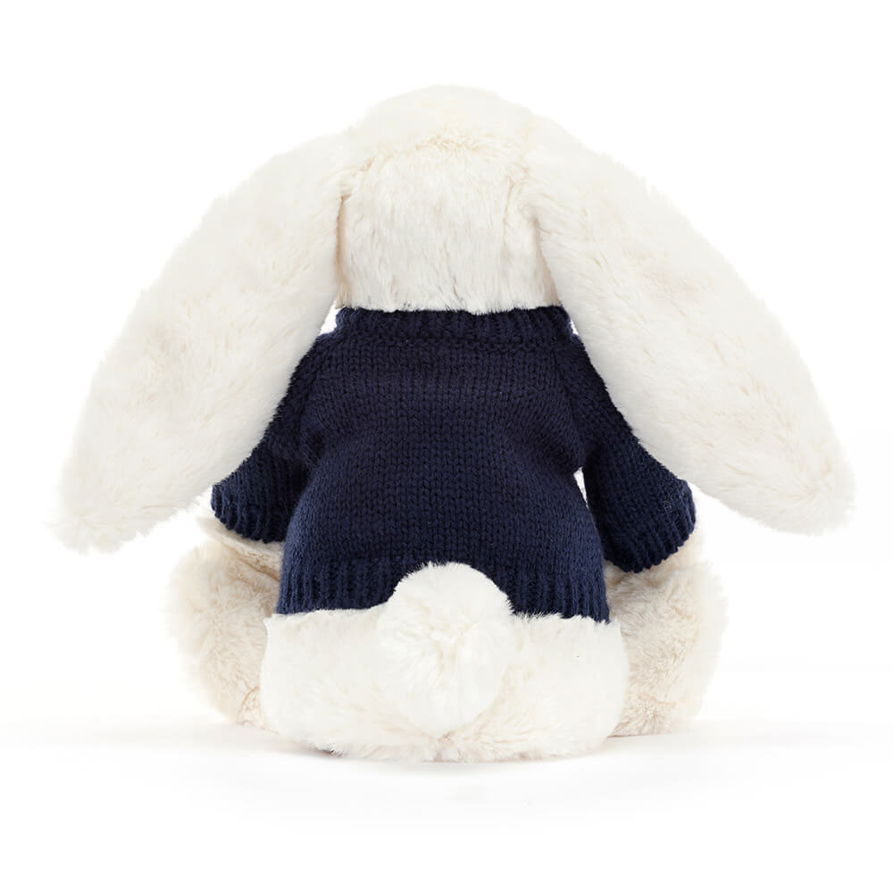 Bashful Cream Bunny with Personalized Navy Jumper - Image 4