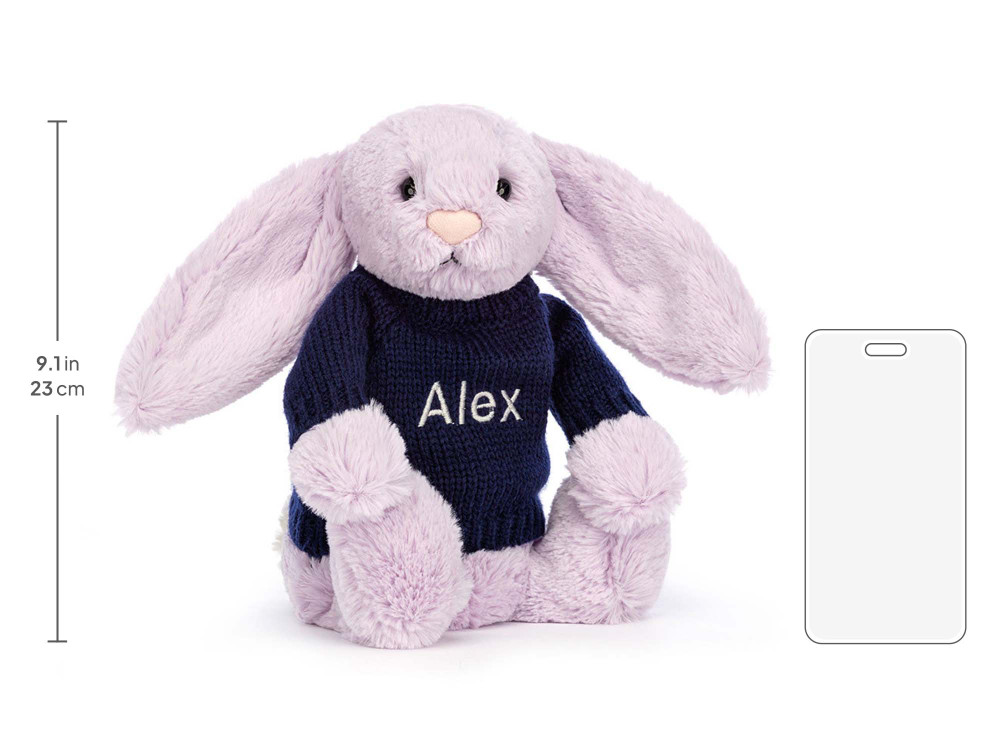 Bashful Lilac Bunny with Personalized Navy Jumper - Image 5