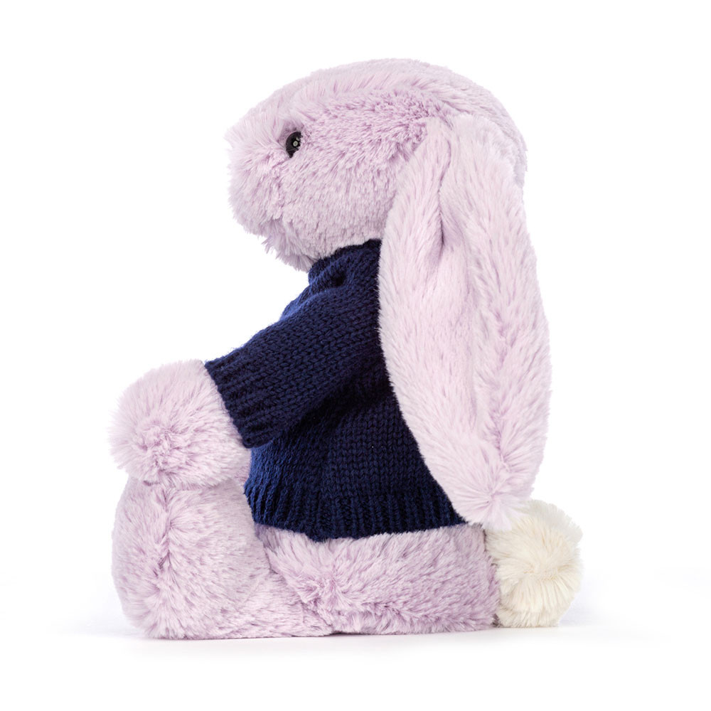 Bashful Lilac Bunny with Personalized Navy Jumper - Image 3