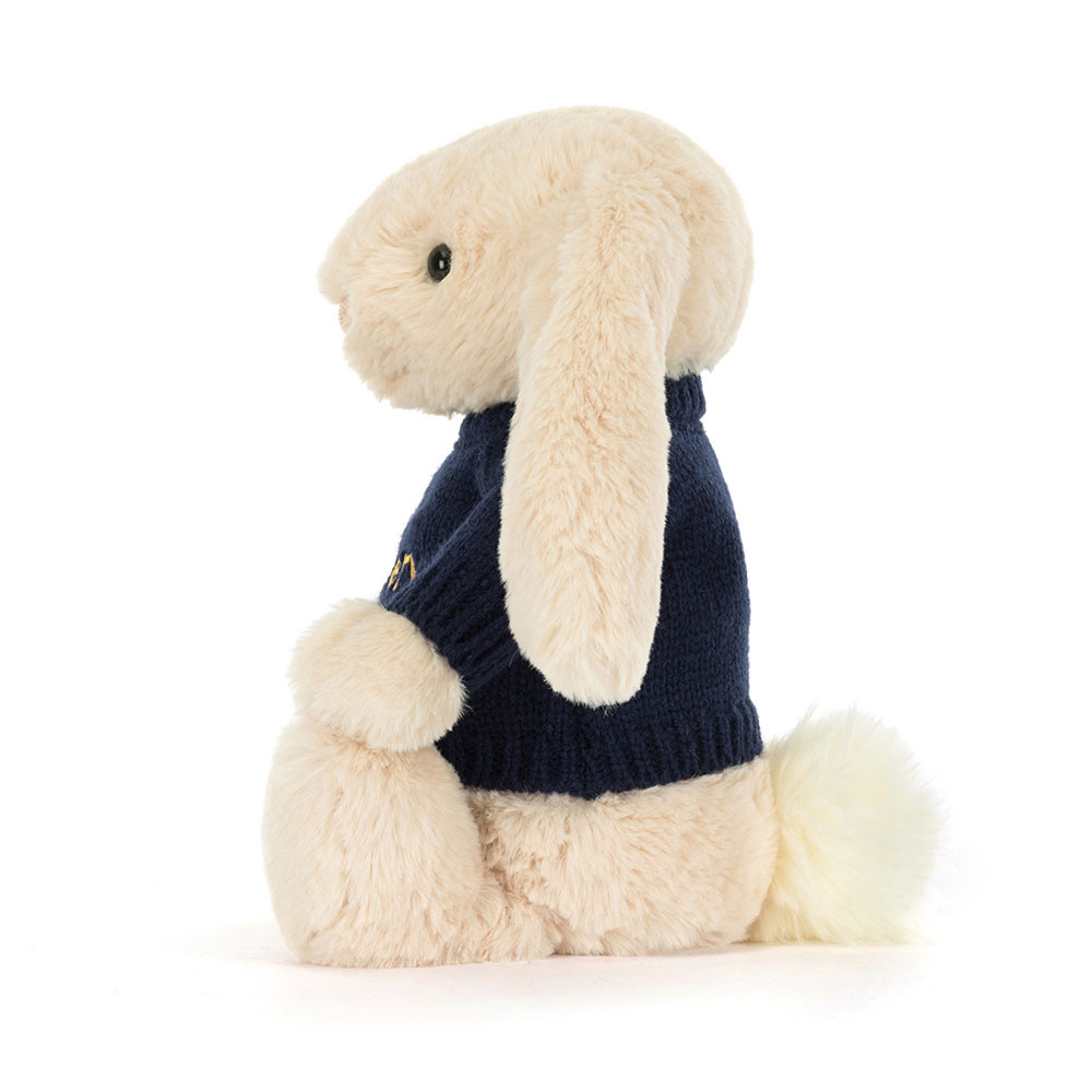 Bashful Luxe Bunny Willow with Personalized Navy Jumper - Image 3