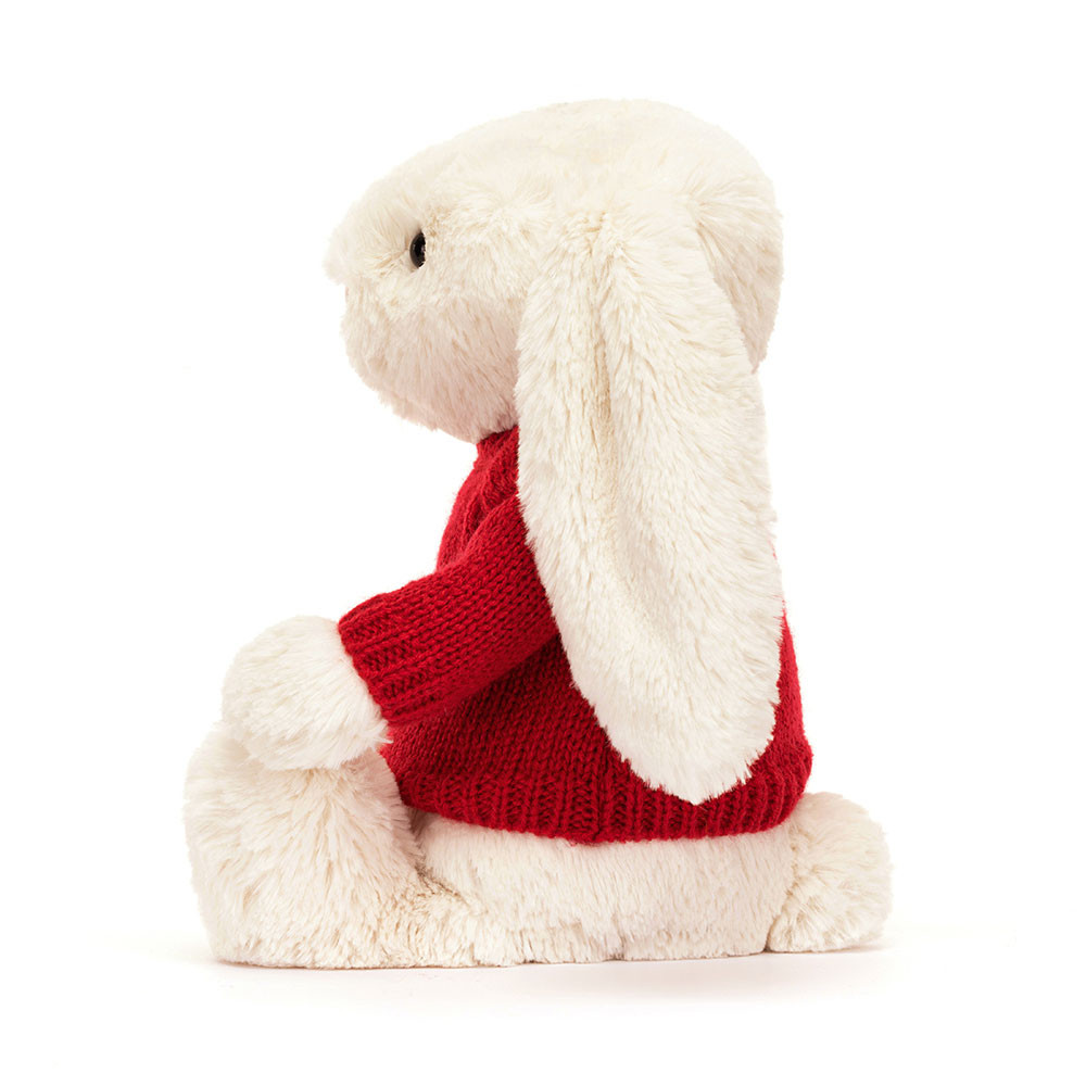 Bashful Cream Bunny with Personalized Red Jumper - Image 3