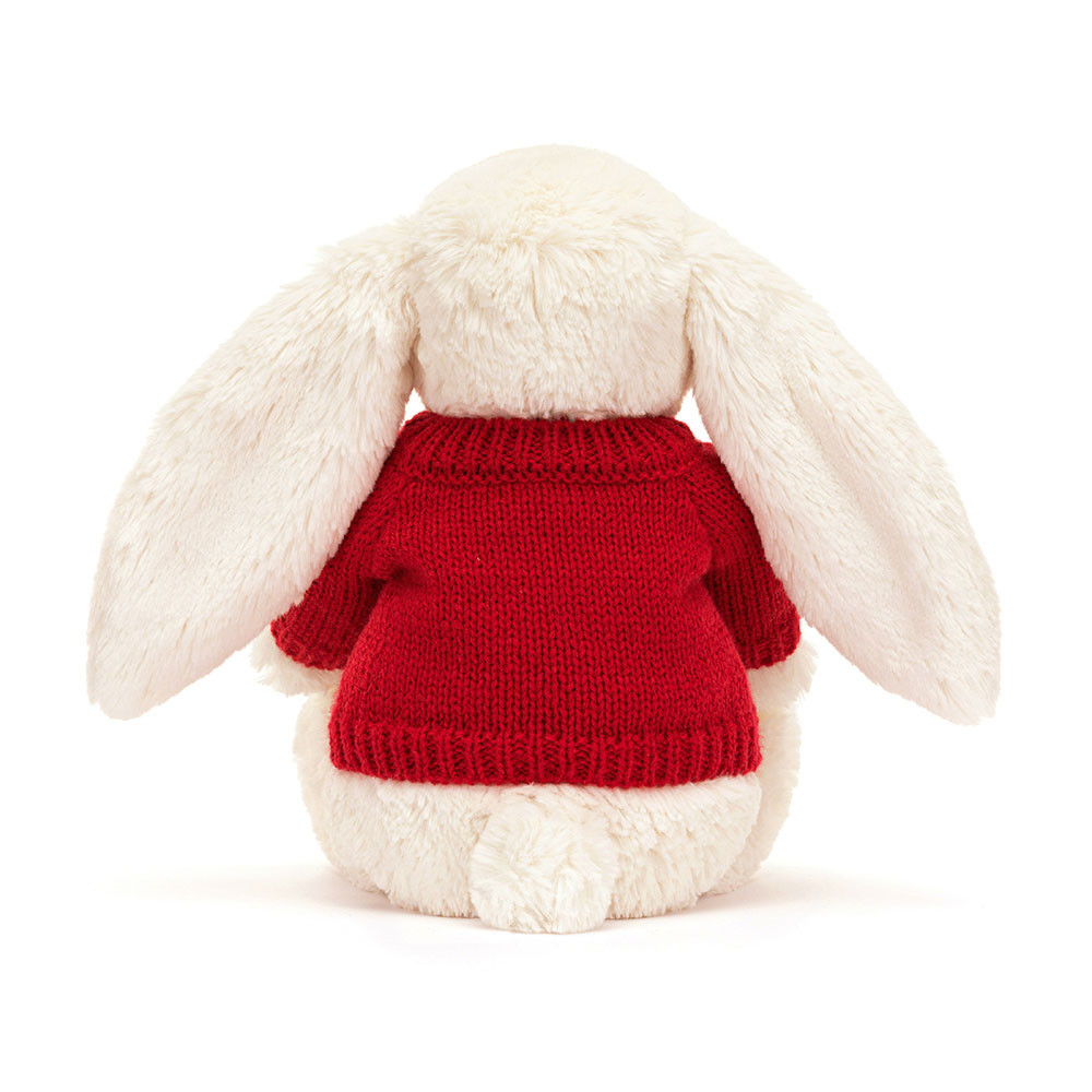 Bashful Cream Bunny with Personalized Red Jumper - Image 4
