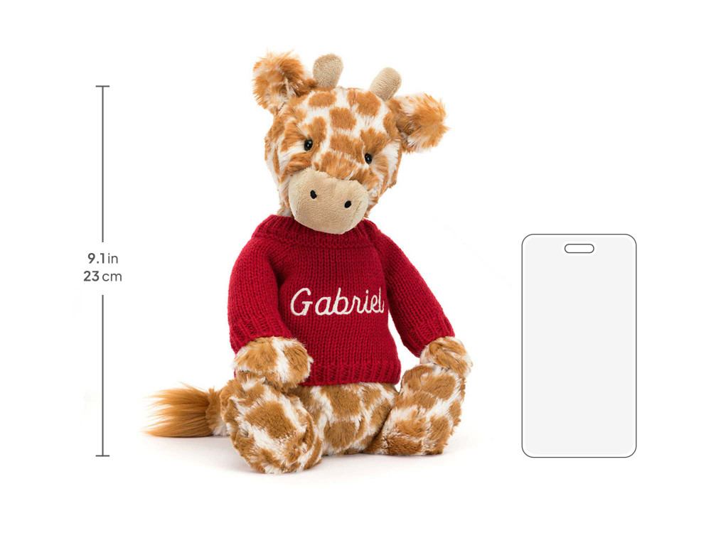 Bashful Giraffe with Personalized Red Jumper - Image 5