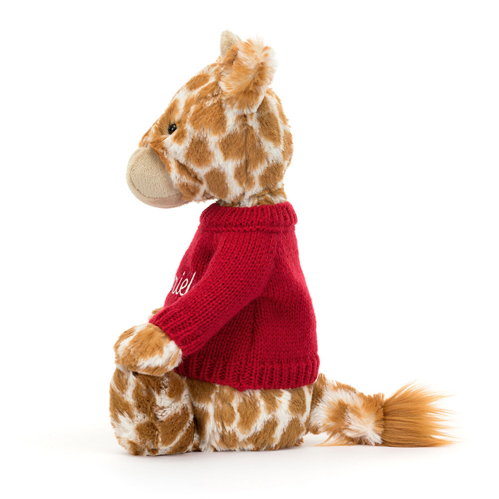 Bashful Giraffe with Personalized Red Jumper - Image 3